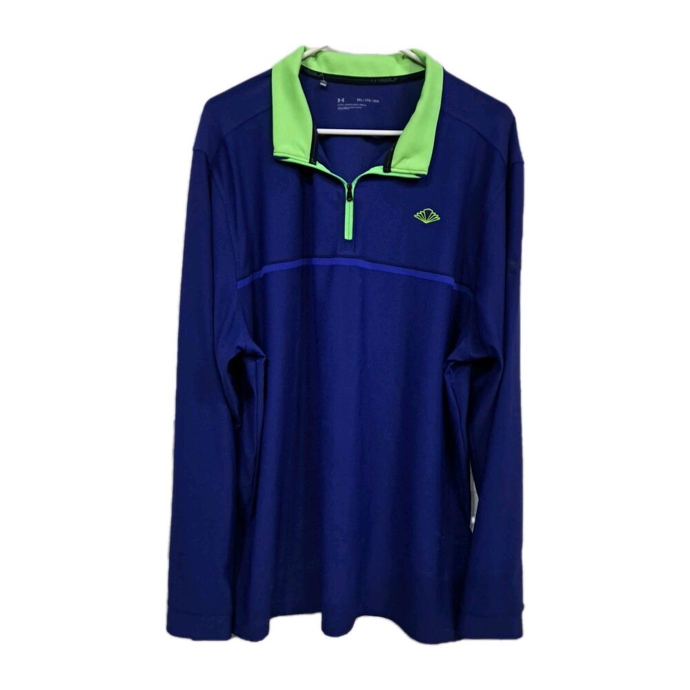 Under Armour Golf Loose Fit Jacket Blue Green Size 2XL Zipper Pullover